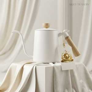: <b>Matte</b> <b>Black</b> Gooseneck Kettle With Wooden <b>Handle</b> And Knob Stainless Steel Pour Over Coffee Pot For <b>Kitchen</b> And Cafe - Product Image 5