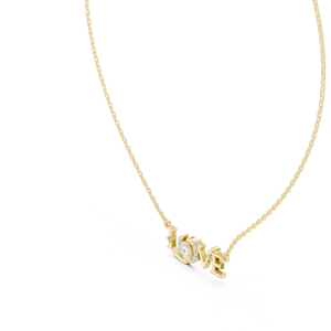 Collier en or massif 14 carats avec diamant de laboratoire taille ronde et pendentif lettre LOVE en grappe, bijoux fins, cadeaux romantiques, vente en gros directe usine - Product Image 4