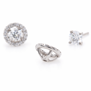 Boucles d'oreilles clous Adele Halo, diamants ronds taillés minimalistes, or massif 14K 18K, diamants extraits de la terre, cadeau pour elle - Product Image 5