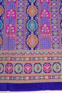 ผ้าพิมพ์ลายเรขาคณิตสีม่วงราชวงศ์พร้อมขอบหนาสำหรับตัดเย็บชุดคุर्ติ ผ้าสำหรับชุดพื้นเมือง - Product Image 3