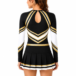 Uniforme de pom-pom girl personnalisé imprimé par sublimation pour femmes, en polyester respirant et très élastique, pour la danse et les performances athlétiques en équipe - Product Image 2