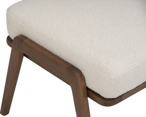 Modern Premium White Ottoman Stool with Fabric Upholstery and <b>Footrest</b> | Comfortable Living Room & Apartment Seating Furniture - Product Image 2