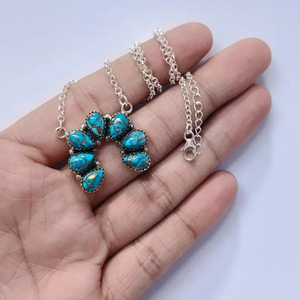 <b>Blue</b> Copper Turquoise Pendant <b>Necklace</b>, Pear Cut Gemstone <b>Necklace</b> For Women, Handmade Jewelry Gift for Her - Product Image 3