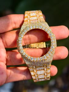 Kit de modification de montre de luxe entièrement pavé de diamants avec boîtier et bracelet intégrés pour montres personnalisées de style AP - Product Image 6