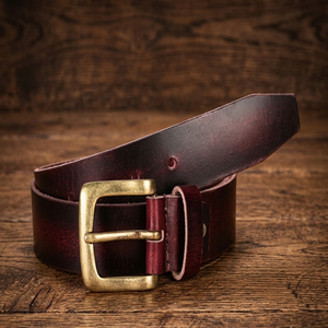 Ceinture décontractée en cuir véritable, cuir de vache, couleur unie, style vintage, boucle à ardillon en cuivre, boucle rectangulaire, durable, ceinture pour jeans homme - Product Image 2