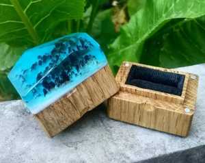 Handcrafted Faceted Crystal Wood Resin <b>Ring</b> <b>Box</b> Magnetic Lid Dark Resin Wooden Jewelry Display <b>Box</b> <b>Proposal</b> Engagement Case - Product Image 4