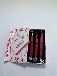 Pince à épiler GETUP BROSONS IMPEX Curve 90 Dolphin Red pour extensions de cils, en acier inoxydable, fibres lisses, précision, antidérapante, parfaite - Product Image 1