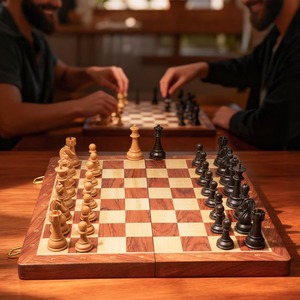Échiquier de luxe pliable fait main moderne pour compétition, type tiroir, plateau de puzzle de haute qualité, personnalisé et solide - Product Image 3