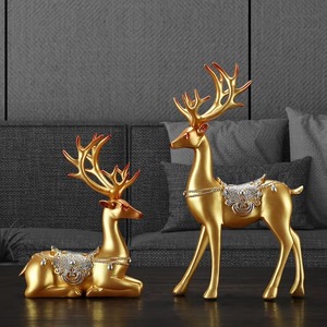 Élégantes décorations de rennes bleues et dorées pour la décoration des fêtes, la mise en valeur des consoles et les intérieurs modernes, fabriquées à la main en Inde - Product Image 6