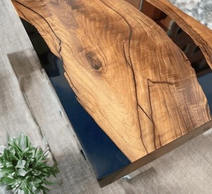 TIMELESS <b>CRAFT</b> Midnight River Live Edge Epoxy Console Table Natural Walnut Wood Handmade Luxury Eco-Friendly Durable Modern - Product Image 3