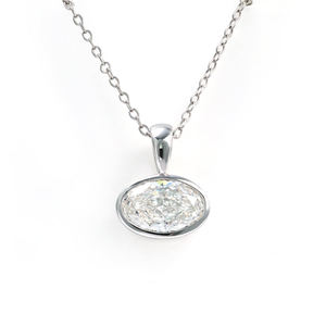 Collier en diamant synthétique de laboratoire de coupe ovale pour femme AMBER JEWELS, or blanc, style classique, certifié IGI, bijoux de fiançailles - Product Image 1