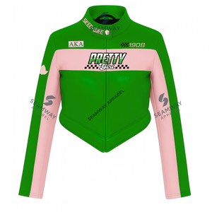 Veste en cuir PU personnalisée Alpha Kapa Alpha, veste de sororité, haute qualité, silhouette ajustée, coupe courte, veste de course - Product Image 2