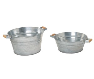 Cubo de Hielo de Acero Inoxidable con Asas de Madera, Recipiente Redondo Plateado para Bebidas para Fiestas - Product Image 4