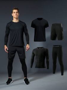 Conjunto Deportivo de Compresión de 3 Piezas para Hombre, Spandex/Poliéster, Tela Inteligente de Secado Rápido, Transpirable, Cintura Elástica, Cuello Redondo, Yoga - Product Image 4