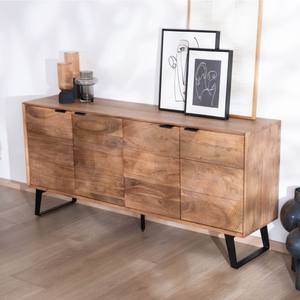 Aparador de cuatro puertas Vandana Crystal Living de madera de acacia, diseño contemporáneo Uky con un toque retro. - Product Image 3