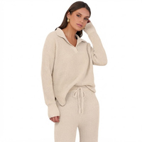 Ensembles 2 pièces pour femmes : Haut en maille à manches longues et pantalon large – Tenues décontractées et survêtements pour l'hiver