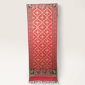 Pink <b>Pashmina</b> <b>Shawl</b> with Traditional Paisley Jacquard Pattern and Decorative Fringe for Women Winter Fashion - Product Image 3