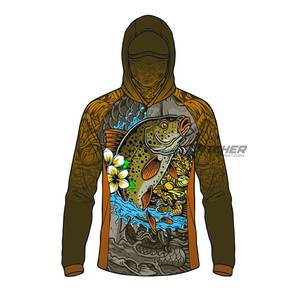 Chemise de pêche personnalisée imperméable et respirante à capuche et manches longues, anti-UV 50+, séchage rapide, pour entraînement en extérieur, vente en gros - Product Image 2