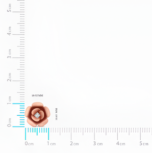 Boucles d'oreilles clous fleur de rose en or rose 18 carats avec diamant de laboratoire CVD solitaire - Product Image 4