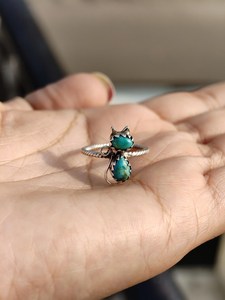 Genuine Turquoise <b>Cat</b> <b>Ring</b> Twisted Rope Band 925 Sterling Silver Animal Lover Jewelry Handmade - Product Image 4
