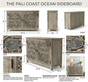 Excellent Quality Luxury Pali Coast Ocean <b>Sideboard</b> Cabinet for Dining Room or Entryway Available for Bulk Quantity - Product Image 5