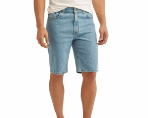 Shorts en jean pour homme, taille mi-haute, coupe droite, délavage clair, effet usé et déchiré, avec poches, tissé respirant - Product Image 4
