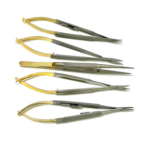 Ensemble d'instruments microscopiques Castroviejo en acier inoxydable, autoclavables, de précision : Ciseaux, Porte-aiguille droit, CVD pour la fixation des sutures - Product Image 1