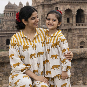 ชุดนอนครอบครัวแบบเข้าชุดกัน แม่ลูก ชุดนอนผ้าฝ้าย ชุดลำลอง ชุดนอนน่ารักสำหรับแม่และลูก ชุดนอนนุ่ม ระบายอากาศได้ดี - Product Image 4