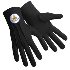 Guantes Masónicos Blancos 100% Algodón con Compás Cuadrado Amarillo, Círculo Dorado y Cuentas, para Uso en Playa, Secado Rápido, Cuatro Estaciones - Product Image 2
