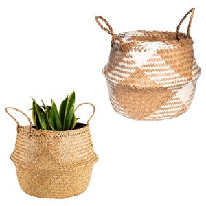Cesta Decorativa Hecha a Mano de la Marca PHU HAO, Cesta de Paja Natural para Almacenamiento en la Oficina, Porta Mantas, Cesta de Picnic, Decoración del Hogar - Product Image 1