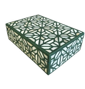 Caja de Joyería Rectangular de Lujo con Acabado Imitación Piel de Cangrejo, Asa de Latón, Diseño Moderno, Grabado, Capacidad de 6-10L para Almacenamiento - Product Image 3