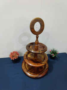 Support à gâteau en bois d'acacia de qualité supérieure pour affichage de fête élégant, finition sans danger pour les aliments, durable, idéal pour la maison et les événements - Product Image 2