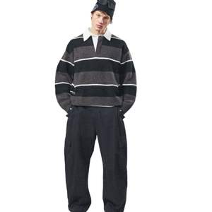 Suéter Polo de Punto a Rayas para Hombre, Cuello en Contraste, Color Carbón, Manga Larga, Estilo Casual, para Invierno, Mezcla de Algodón Suave, OEM - Product Image 6