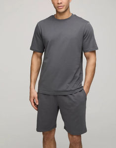 Nuevo Conjunto Deportivo para Hombre 2026, 100% Algodón, con Logotipo Personalizado Serigrafiado, Color Gris Sólido, Estilo Urbano, 2 Piezas, Tallas Grandes - Product Image 4