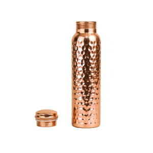 Bouteille d'eau en cuivre martelé pur, écologique, réutilisable, récipient à boire ayurvédique, anti-fuite, bouteille en métal pour le sport, la gym et le yoga - Product Image 2
