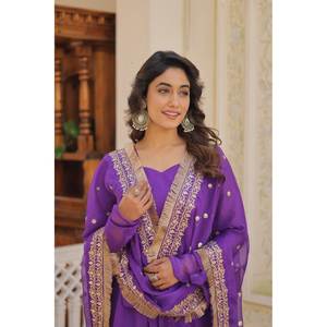 ชุดออกแบบสำหรับผู้หญิงที่มีงานปักเลื่อมและ Dupatta ที่มีเสน่ห์ - Product Image 5