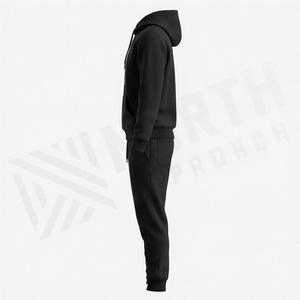 Ensemble de survêtement noir à capuche pour homme, sweat-shirt et pantalon en coton longs avec impression photo sur le devant, tenue décontractée pour l'automne - Product Image 3