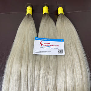 Precio de fábrica Color plata Paquete recto Cabello crudo 100% Extensiones de cabello humano a granel Sin enredos Sin desprendimiento Super sedoso Smoothy - Product Image 5