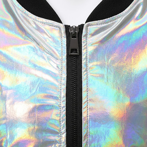 Chaqueta Bomber de PU para Hombre, Cuello Alto, Cierre Completo, Corte Ajustado, Estilo Urbano, Manga Regular, Moda Casual, Ropa Urbana y para Exteriores - Product Image 5