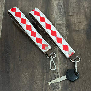 Nouveau Porte-clés en Cuir Véritable à Carreaux en Cuir de Vachette avec Crochet Métallique et Dragonne, Accessoire de Mode Personnalisé 2026 - Product Image 4