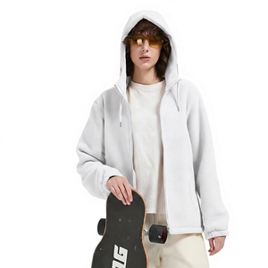 Sudadera con Capucha Extra Grande Unisex, con Cierre, de Forro Polar, Color Sólido, Informal, para Otoño - Product Image 2