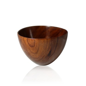 Tazón de Madera para Ensaladas y Frutas, Acabado Natural, Diseño Minimalista, Tazón de Madera Sin Recubrimiento Hecho a Mano para Servir Alimentos - Product Image 5