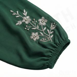 2025 OEM Kimono Abaya pour femmes musulmanes, en tissu polyester épais, doux et très extensible, col en V, manches longues, pour fêtes, Ramadan, mariages - Product Image 5