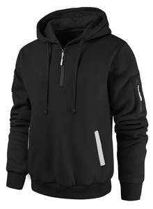 Sudadera con cordón ajustable y media cremallera para un ajuste perfecto, diseño superior personalizado, sudadera ligera y elegante de algodón para hombre y mujer, ropa urbana. - Product Image 4