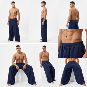 Customized Embossed Side Printed Wide Leg Sweatpants Men Winter Wear Loose Fit Heavyweight <b>Trouser</b> <b>Elastic</b> <b>Waist</b> Cotton Pants - Product Image 5