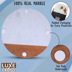 Juego de Tabla de Quesos Premium de Mármol y Madera de Acacia con Cuchillos de Queso de Acero Inoxidable Dorado, Elegante Plato para Servir Charcutería - Product Image 4