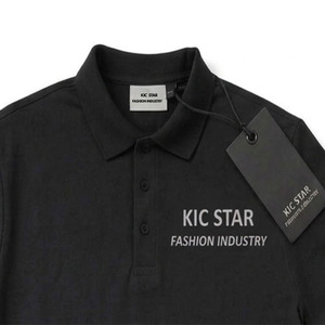 เสื้อกอล์ฟผ้าเจอร์ซีย์คอตตอน 100% สำหรับขายส่งผู้ชาย รับผลิตแบบ OEM ปักโลโก้ตามสั่ง แขนสั้น สวมใส่สบาย พิมพ์ลาย ป้องกันการเป็นขุย - Product Image 3