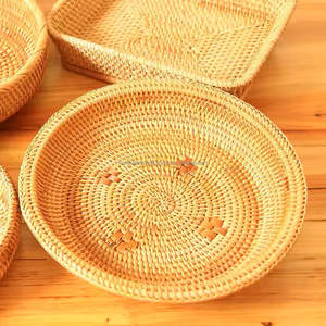 Plateau de service en rotin fait à la main du Vietnam multifonctionnel durable de haute qualité fournisseur de gros écologique personnalisable - Product Image 2