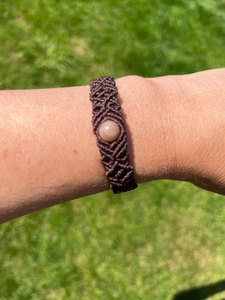 Pearl Macrame <b>Bracelet</b> White <b>Bead</b> Dark Brown Cord Boho Handmade Adjustable Statement Jewelry <b>for</b> Women - Product Image 4