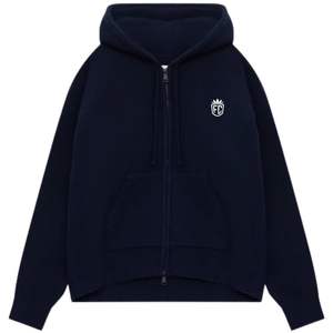 Sweat à capuche zippé en maille marine avec logo brodé – Confortable, élégant, streetwear, maille haut de gamme pour homme, idéal pour les tenues décontractées - Product Image 1